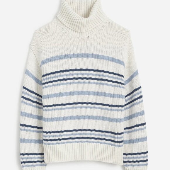 Madewell Ribbed Cotton Turtleneck Sweater in Stripe Size XS - Picture 3 of 12